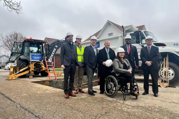 Congressman Sorensen on a construction site