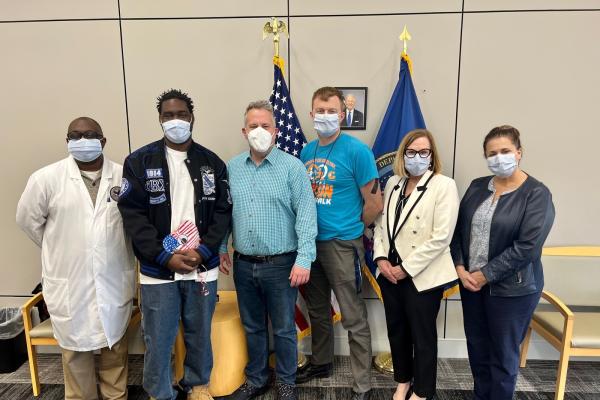 Congressman Eric Sorensen delivers handmade Valentine’s Day cards collected from community  members and students to veterans around Central and Northwestern Illinois. 