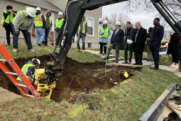 Congressman Sorensen and other federal and local officials inspect site where drinking water is being upgraded for Rockford neighborhood