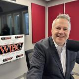 Rep. Sorensen on the set of a podcast