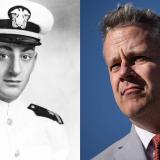 Photograph of Harvey Milk side-by-side with Congressman Eric Sorensen. 
