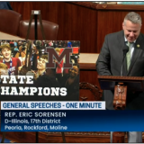 Congressman Eric Sorensen delivers a speech on the floor of the House of Representatives  recognizing the Moline High School Maroons boys’ basketball team 