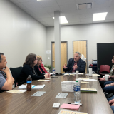 Congressman Eric Sorensen (IL-17) speaks at a roundtable event with Peoria-area veterans.