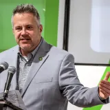   U.S. Rep. Eric Sorensen speaks on Jan. 18 during a news conference to discuss federal funding previously awarded to Connect Transit in Bloomington-Normal. 
