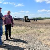 Rep. Sorensen speaks with a farmer in Mercer County