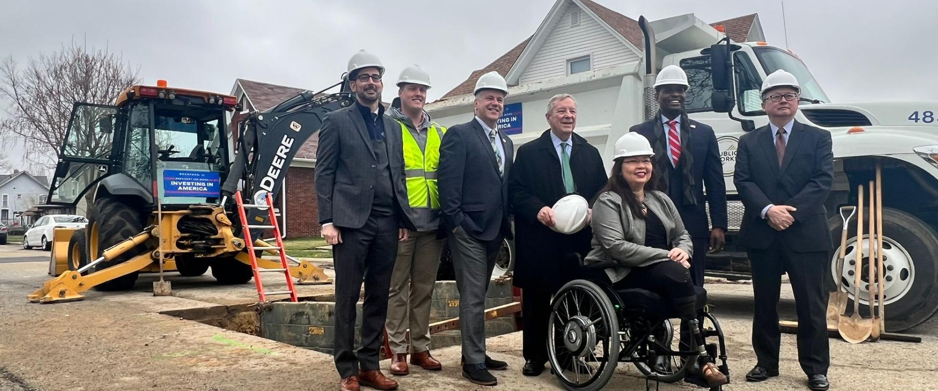 Congressman Sorensen on a construction site 